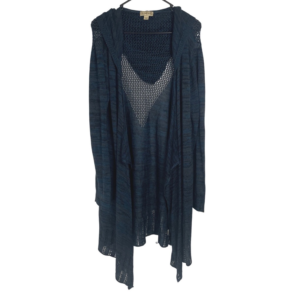 Live and Let Live Women Mesh Sweater XL‎ Blue Boho Festival Crochet Coastal